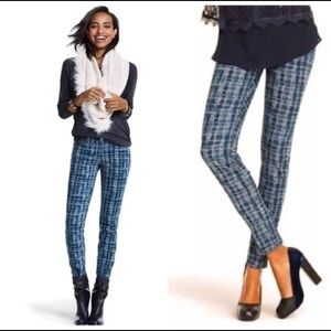 CAbi Blue Grid Skinny Jeans, sz 8, inseam 30”
